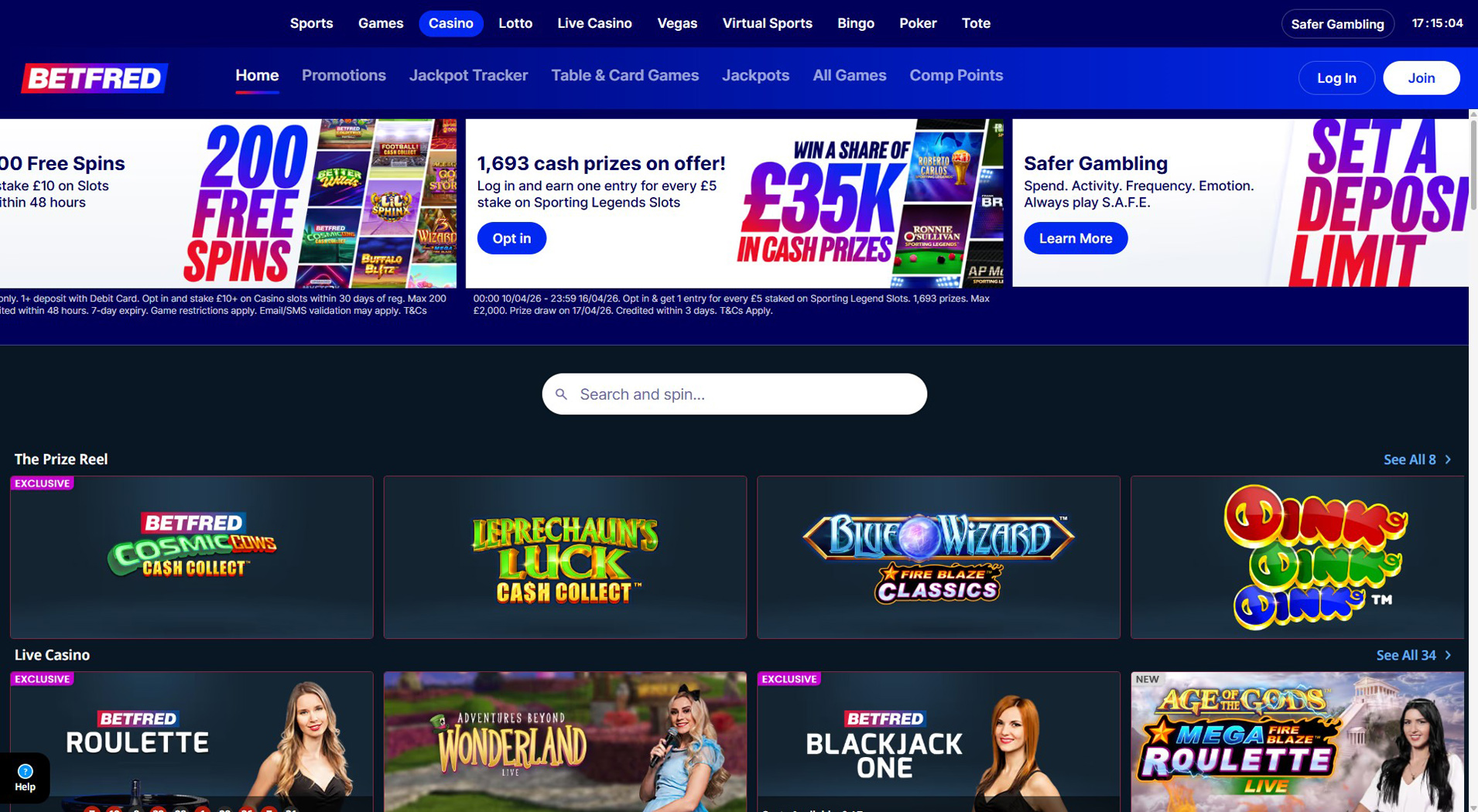 8. Betfred Casino - Popular Flexepin Casino Bonus